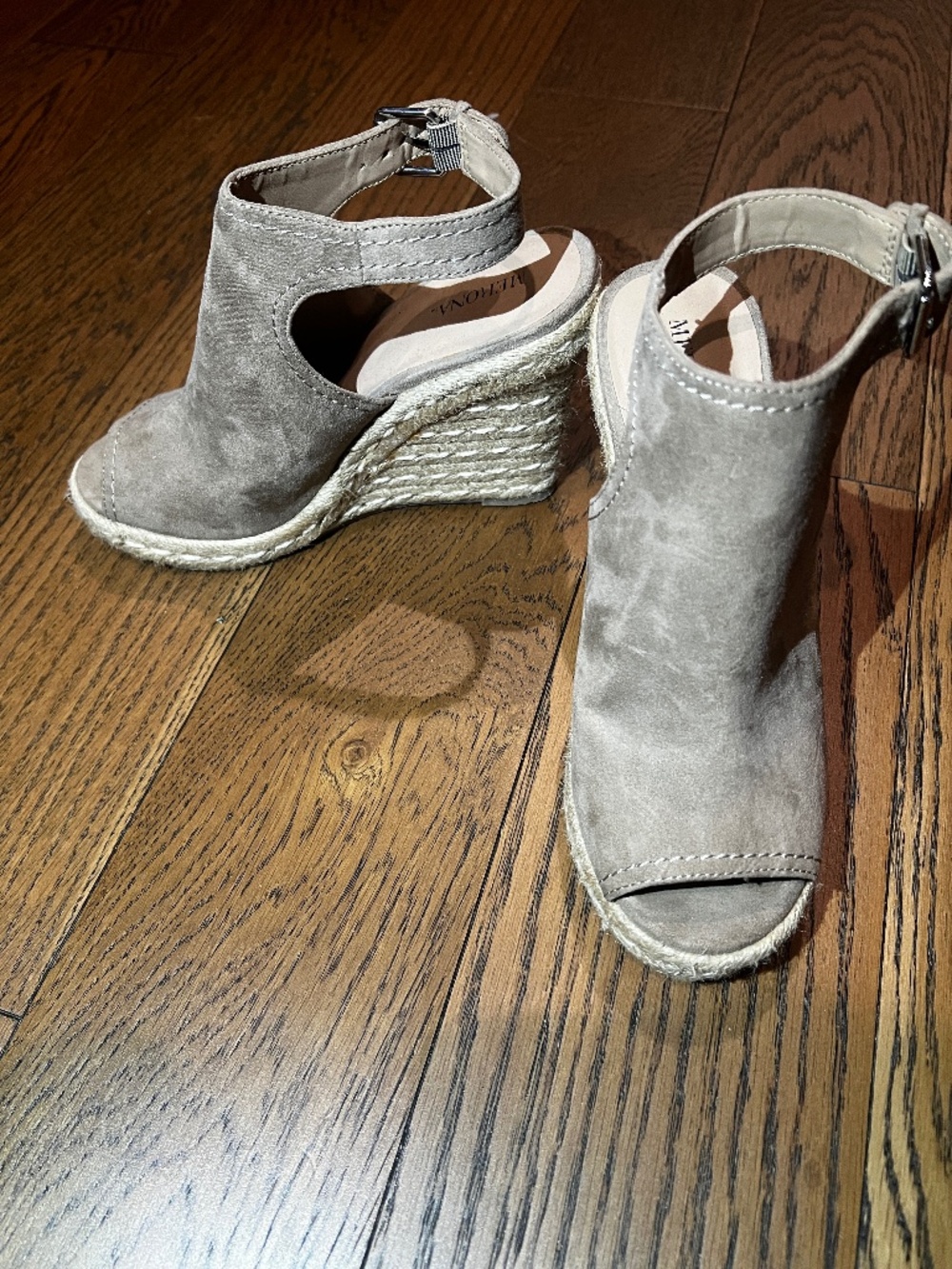 Target suede nude wedge